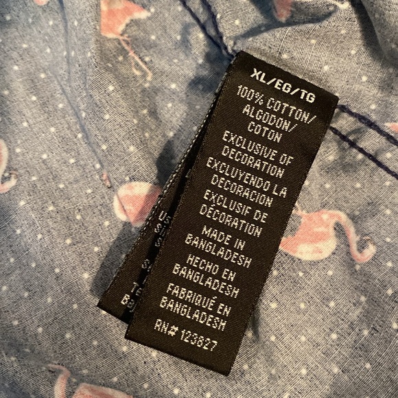 The CUTEST🦩🦩🦩 Flamingo Button-down Shirt L Geometrix Slim Fit Drill - Picture 9 of 10